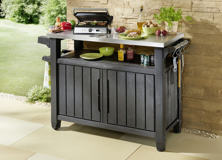 Gartenmöbel - BBQ-Tisch Unity mit Edelstahl-Arbeitsplatte, in Farbe ANTHRAZIT, in Ausführung BBQ-Tisch Unity XL Ansicht 1