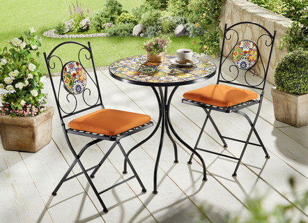 Bistro-Set mit Mosaik-Tischplatte