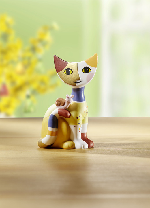 Figuren - Katze mit Schnecke aus hochwertigem Porzellan, in Farbe BUNT