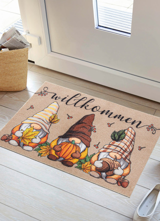 Fussmatte Herbstwichtel mit rutschhemmender Rückseite