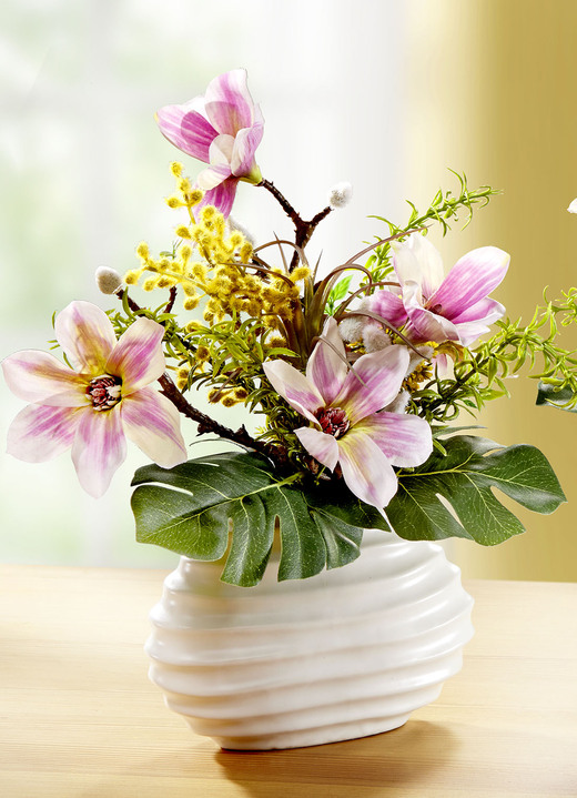 - Magnolien-Arrangement in Keramiktopf, in Farbe WEISS Ansicht 1
