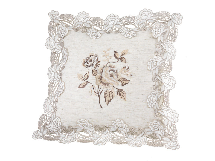 Tischdecken - Tisch- und Raumdekoration mit Spitzenbordüre, in Größe 100 (Deckchen oval, 30x 45 cm) bis 404 (Kissenbezug, 40x 40 cm), in Farbe BEIGE Ansicht 1