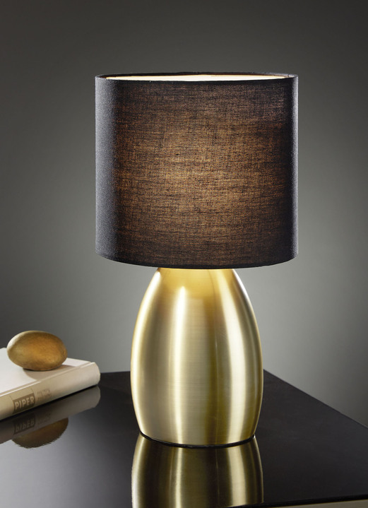- Moderne Tischlampe mit Standfuss aus Metall, in Farbe SCHWARZ-GOLD