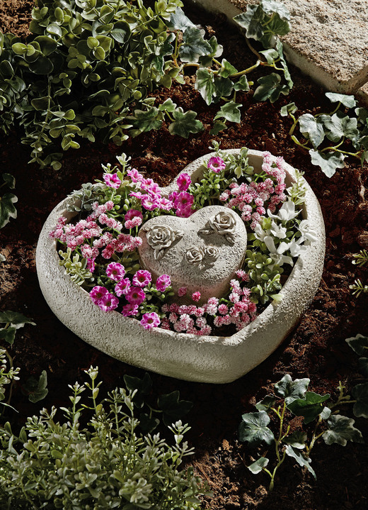 Blumentöpfe & Pflanzgefässe - Pflanzschale Herz, 2-teilig, in Farbe STEINGRAU Ansicht 1
