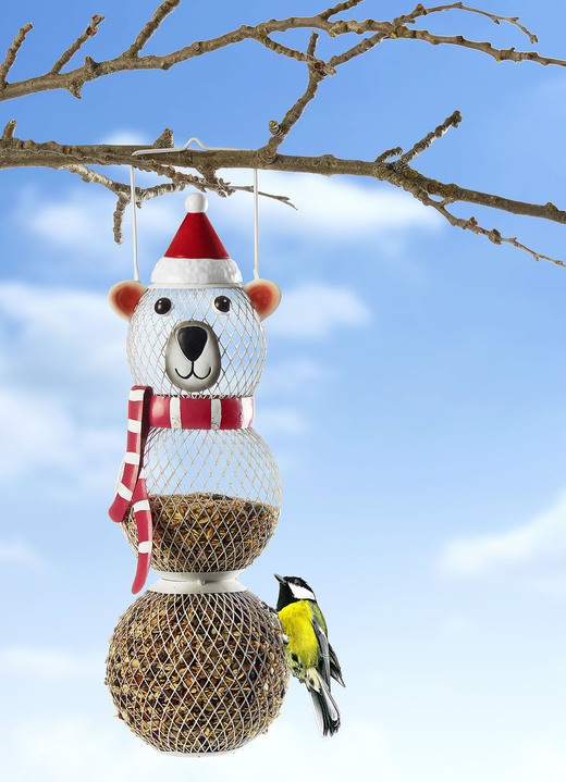 Winterlicher Garten - Vogelfutterstelle Eisbär, in Farbe WEISS-ROT