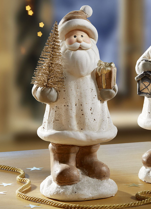 Weihnachten - Nikolaus aus Keramik, in Farbe WEISS, in Ausführung Nikolaus mit Geschenk Ansicht 1