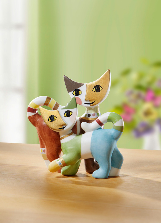Oster-Goebel-Figuren - Mini-Katzenpaar aus Biskuitporzellan, in Farbe BUNT