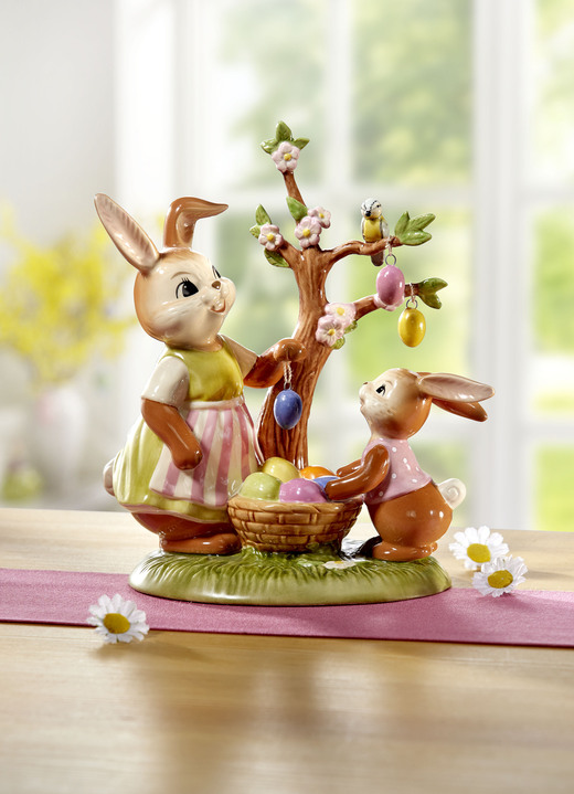Oster-Goebel-Figuren - Hasenmama mit Kind aus hochwertigem Feinsteingut, in Farbe BUNT