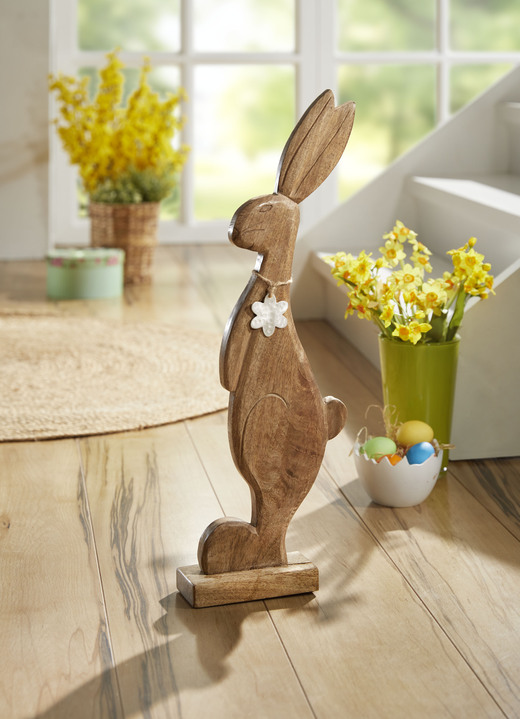 Oster-Dekorationen - Osterhase aus Mangoholz, in Farbe NATUR, in Ausführung Osterhase
