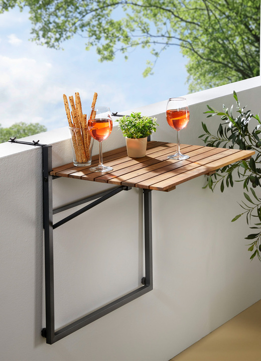 - Balkon-Hängetisch aus Akazienholz, in Farbe BRAUN-SCHWARZ