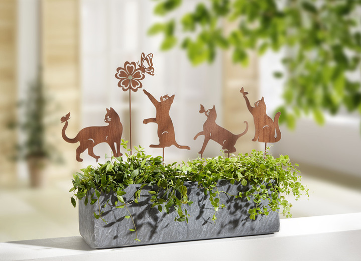 Gartendekoration - Gartenstecker Katzen, 5er-Set, in Farbe SCHWARZ