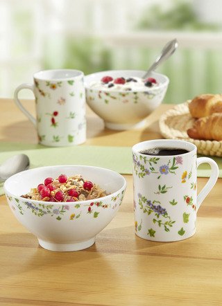 Porzellan-Geschirr Millefiori aus hochwertigem weissen Porzellan