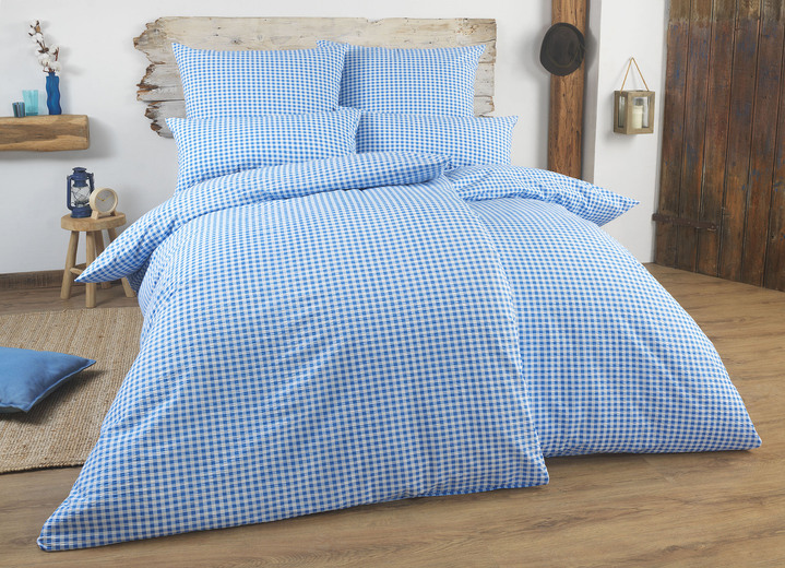 Florella - Bettwäsche-Garnitur mit Reissverschluss, in Größe 111 (40x80 cm + 135x200 cm) bis 115 (80x80 cm + 155x220 cm), in Farbe BLAU Ansicht 1