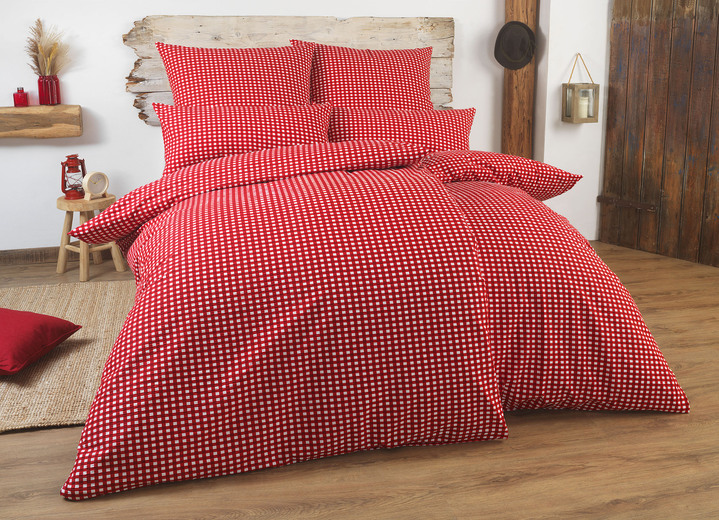 Florella - Bettwäsche-Garnitur mit Reissverschluss, in Größe 111 (40x80 cm + 135x200 cm) bis 115 (80x80 cm + 155x220 cm), in Farbe ROT Ansicht 1