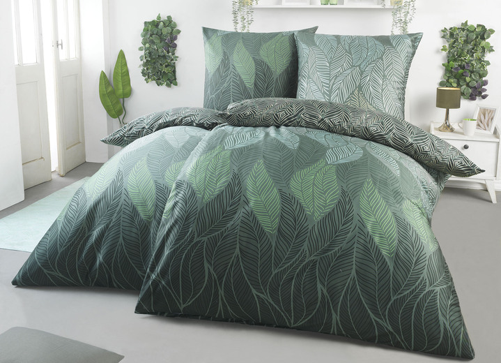 - Bettwäsche-Garnitur, in Größe 112 (80/80 cm + 135/200 cm) bis 115 (80/80 cm + 155/220 cm), in Farbe TANNENGRÜN