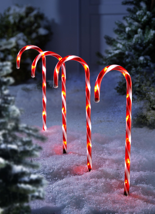 - LED-Zuckerstangen, 4er-Set, mit Timerfunktion - LED-Zuckerstangen, 4er-Set, mit Timerfunktion, in Farbe ROT-WEISS