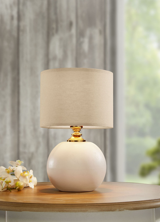 Tischlampe - Keramik-Tischlampe mit Textillampenschirm, in Farbe GRAU Ansicht 1