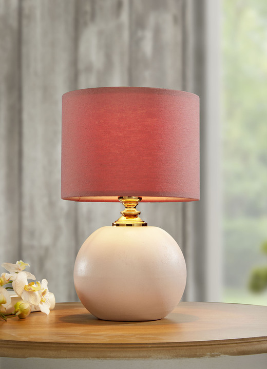Tischlampe - Keramik-Tischlampe mit Textillampenschirm, in Farbe ROSA Ansicht 1