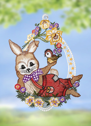 Fensterbild mit Osterhasen-Motiv