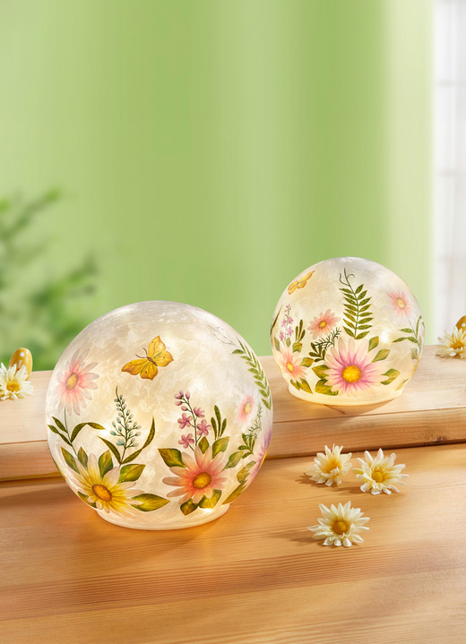 Oster-Dekorationen - Beleuchtete Kugeln, 2er-Set, aus Glas, in Farbe BUNT