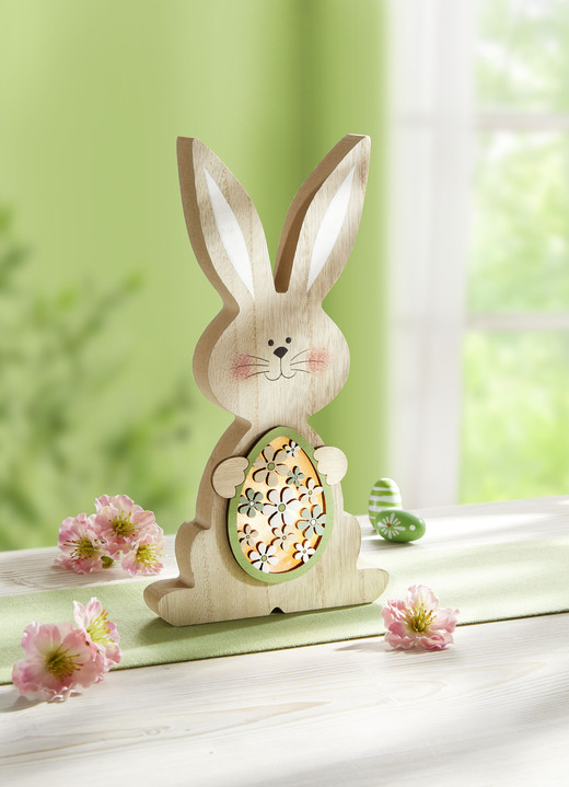 Oster-Dekorationen - Beleuchteter Osterhase, in Farbe NATUR-GRÜN