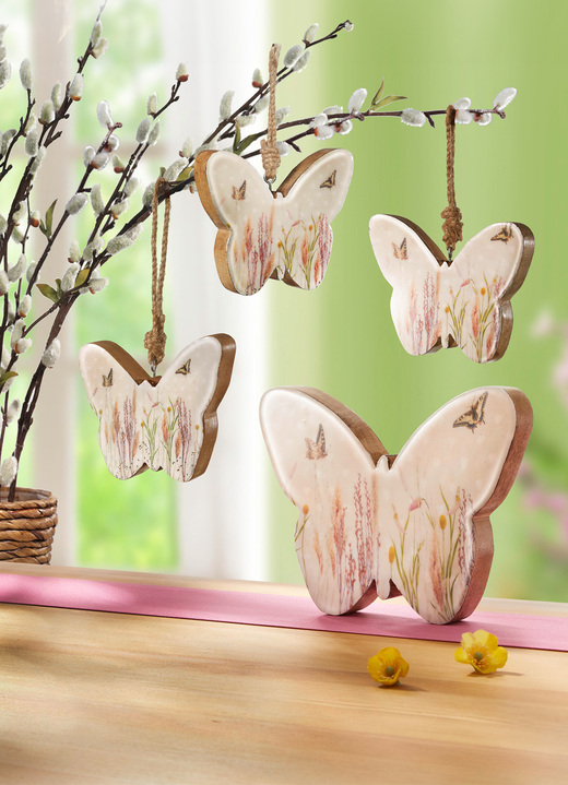Oster-Dekorationen - Deko-Schmetterling aus Mangoholz, in Farbe NATUR-WEISS, in Ausführung Deko-Schmetterling
