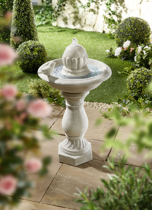 Gartendekoration - Vogelbad-Brunnen aus Steinguss, in Farbe GRAU