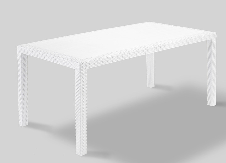 Gartenmöbel - Gartenmöbel-Serie mit attraktivem Rattan-Dekor, in Farbe WEISS, in Ausführung Tisch Rechteckig Ansicht 1