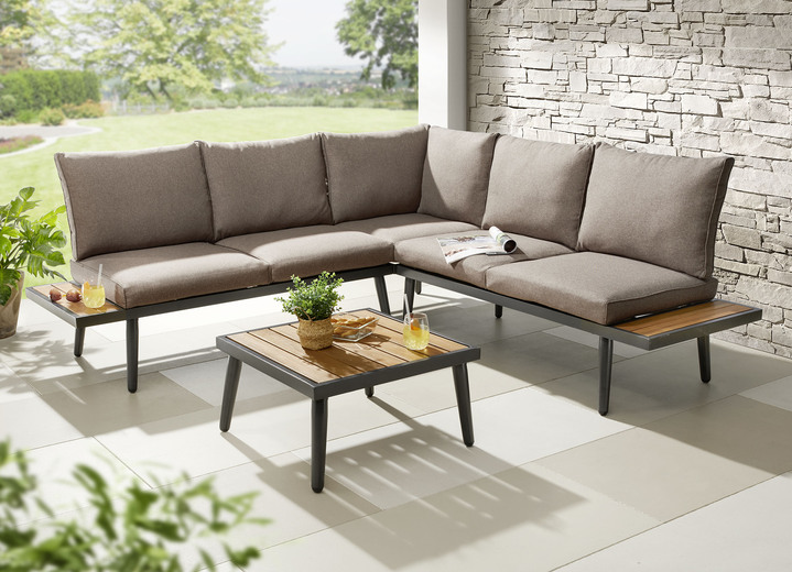 Gartenmöbel - Ecklounge Korfu mit robustem Stahlgestell, in Farbe GRAFIT-NATURBRAUN