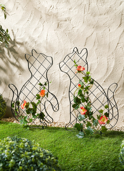 Gartendekoration - Rankhilfen «Katzen», 2er-Set, in Farbe SCHWARZ