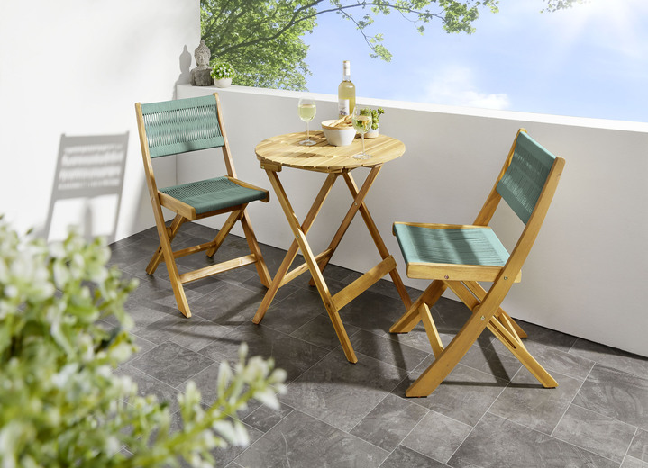 Gartenmöbel - Bistro-Set Lanzarote aus Akazienholz, in Farbe GRÜN Ansicht 1
