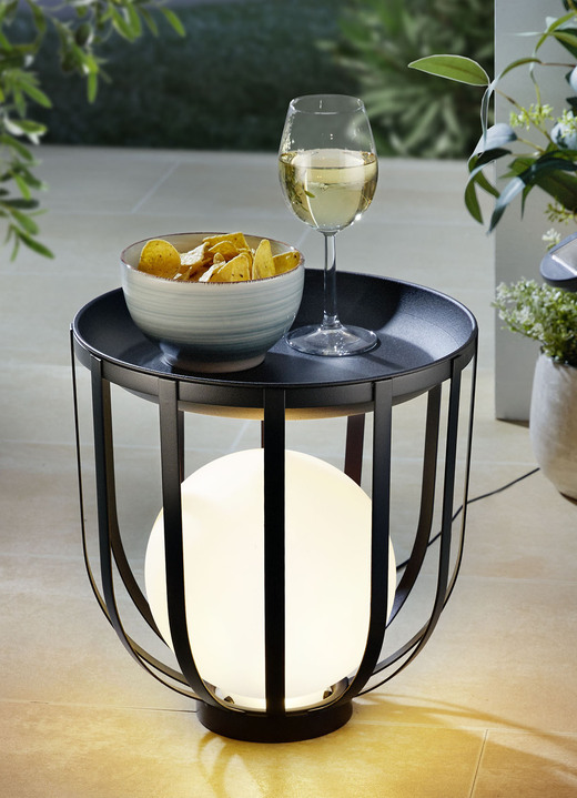 Gartenmöbel - Tisch mit LED-Kugel, in Farbe SCHWARZ