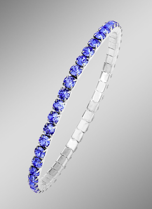 Armbänder - Elastisches Armband aus Edelstahl mit blauen Kristallen, in Farbe  Ansicht 1