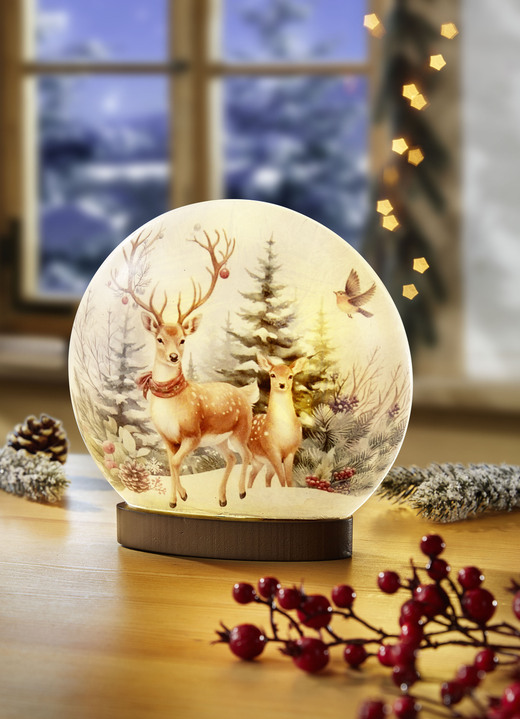 Weihnachtliche Geschenkideen - Leuchte mit Hirschmotiv, in Farbe BRAUN-GRÜN