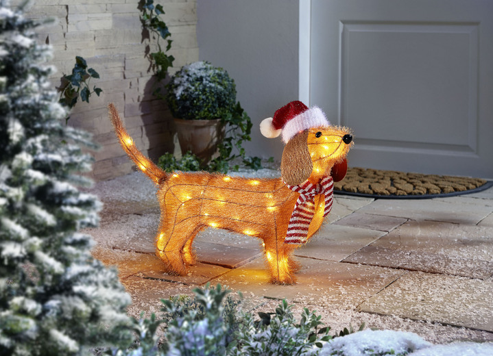 Aussendekorationen - LED-Weihnachts-Dackel, in Farbe BRAUN
