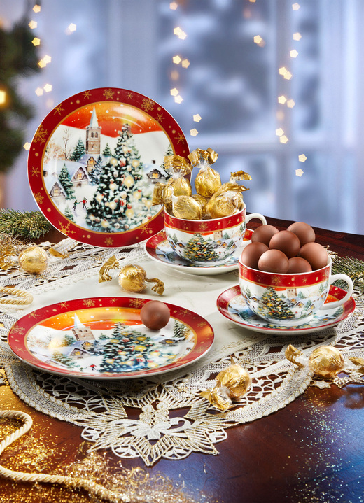 Porzellan - Wintergedeck-Set mit Pralinenkugeln, in Farbe , in Ausführung Gedeck Set, 3-tlg.