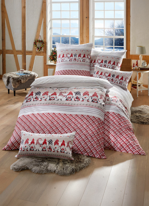 Bettwäschegarnituren - Flanell-Bettwäsche-Garnitur mit Reissverschluss, in Größe 111 (40x80 cm + 135x200 cm) bis 115 (80x80 cm + 155x220 cm), in Farbe MULTICOLOR