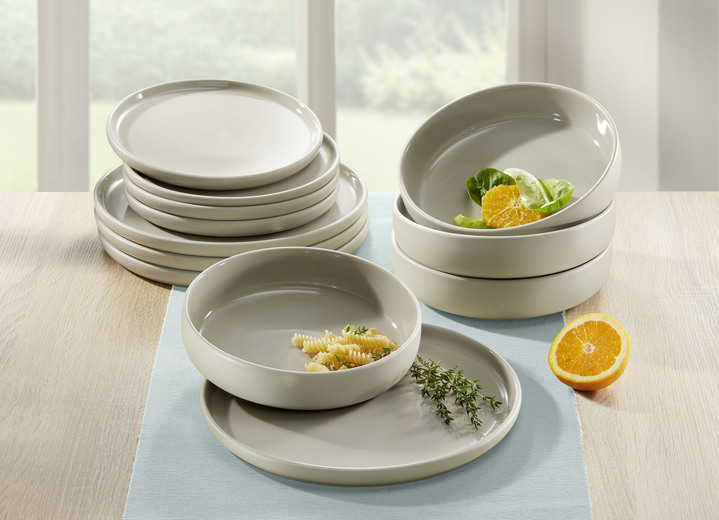 Geschirr - Arte Viva 12-teiliges Tafel-Service aus Markensteinzeug, in Farbe BEIGE Ansicht 1