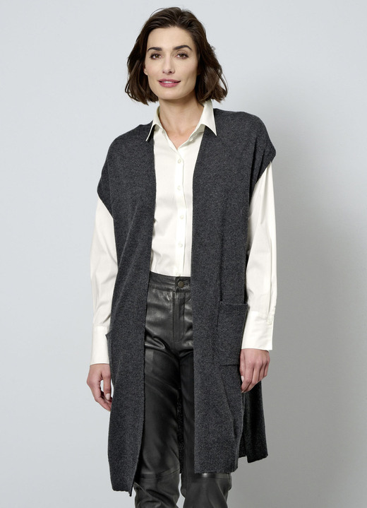 Pullover & Strickmode - Gilet aus Kaschmir, in Größe 038 bis 052, in Farbe ANTHRAZIT Ansicht 1