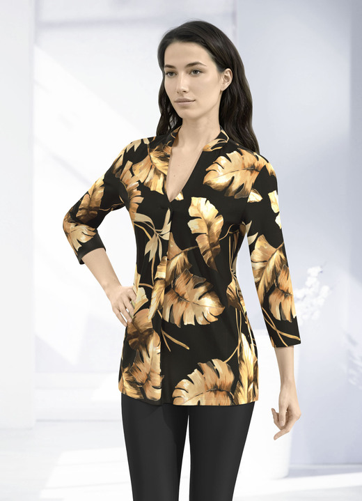 Blusen & Tuniken - Shirt-Tunika, in Größe 036 bis 054, in Farbe SCHWARZ-BRAUN