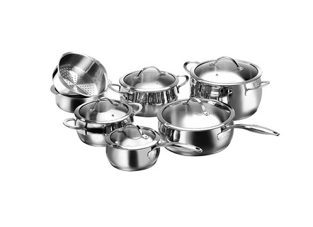 Edelstahl-Kochtopfset, 12-teilig