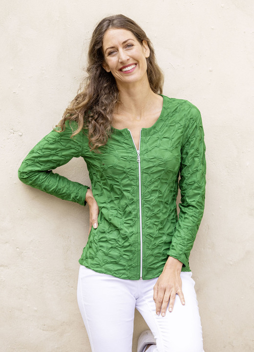 Shirtjacken - Shirtjacke mit durchgehendem Reissverschluss Shirtjacken - Shirtjacke mit durchgehendem Reissverschluss, in Größe 036 bis 052, in Farbe GRÜN