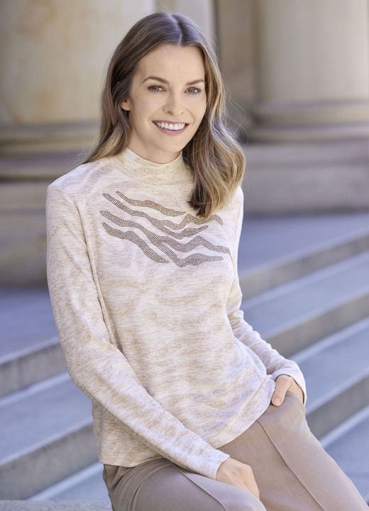 Langarm - Shirt mit rückwärtigem Reissverschluss Langarm - Shirt mit rückwärtigem Reissverschluss, in Größe 036 bis 052, in Farbe BEIGE