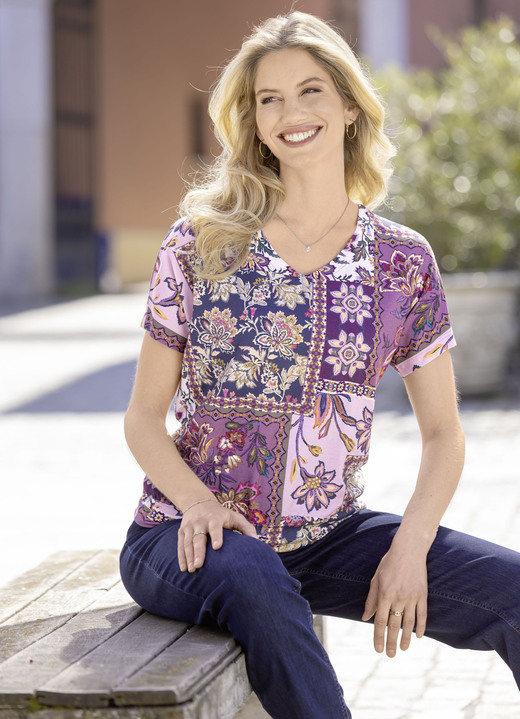 BIANCA - Shirt mit Blumendruck, in Größe 036 bis 048, in Farbe ROSÉ-AUBERGINE-MARINE-BUNT Ansicht 1