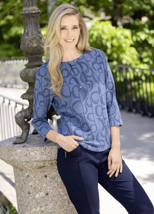 RABE - Pullover in Ausbrenner-Optik RABE - Pullover in Ausbrenner-Optik, in Größe 036 bis 052, in Farbe BLAU-JEANSBLAU