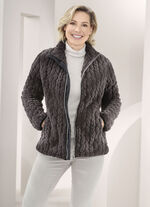 Fleecejacke mit Zopfmuster BRAUN