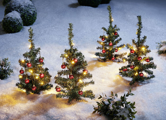 LED-Tannen mit Kugeln, 4er-Set 