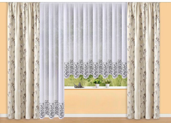 Blumenfenster-Vorhang mit Universalschienenband 