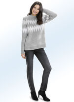 Jeans mit Zierband in Rei&szlig;verschluss-Optik ANTHRAZIT