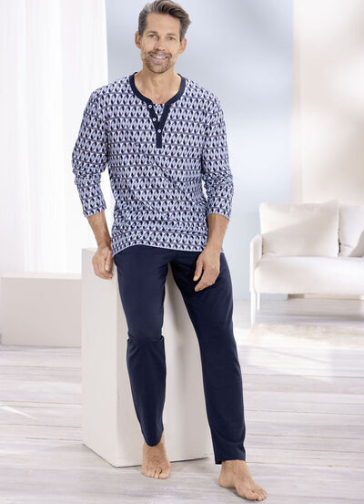 Schlafanzug mit Knopfleiste und offenen Abschlüssen  